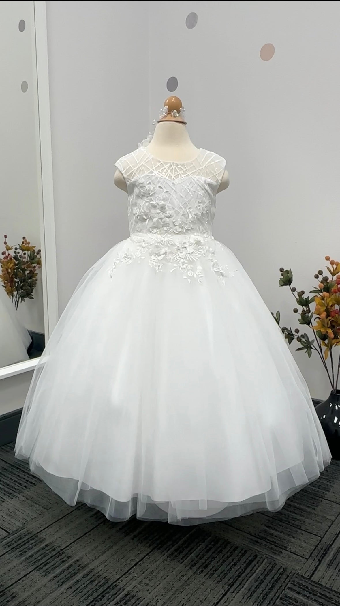 Monique Floor Length Gown: WARM WHITE
