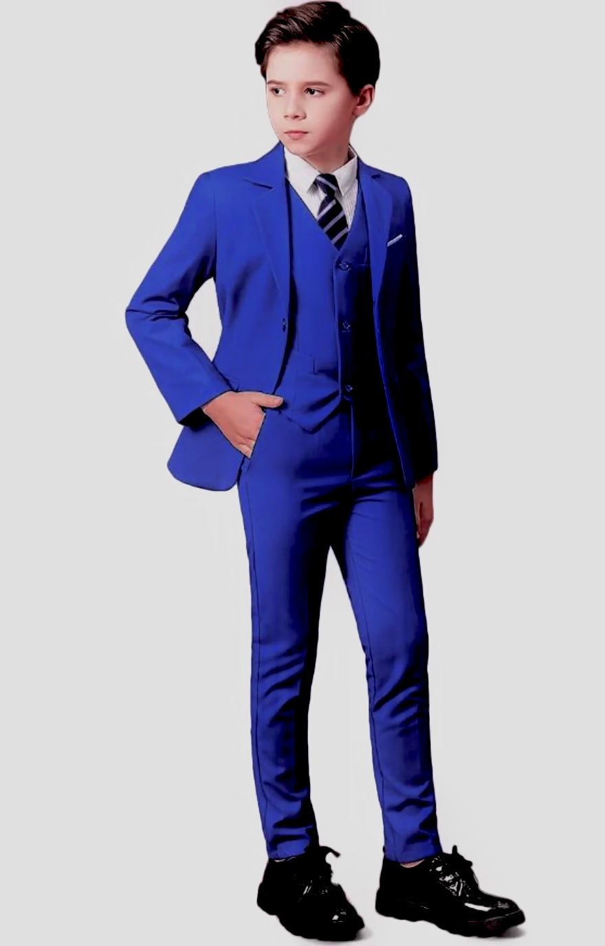 Noah 5pc Boys Suit: ROYAL BLUE (Skinny Fit)