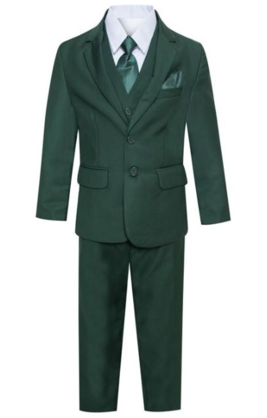 Harry 5pc Boys Suit: Hunter Green (Slim Fit)