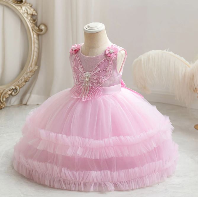 Butterfly Baby Dress: Pink