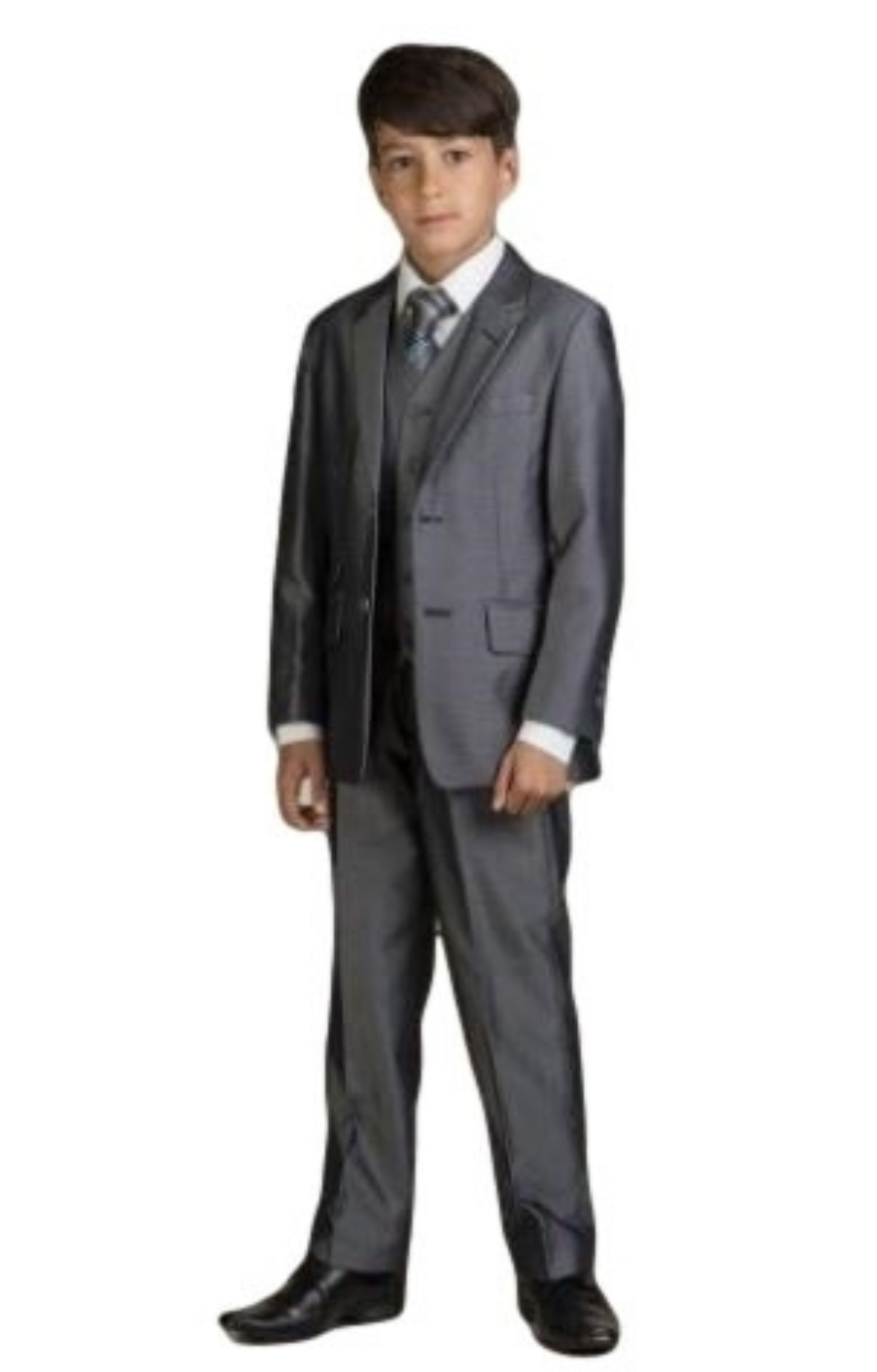 James 5pc Boys Suit: CHARCOAL (Slim Fit)