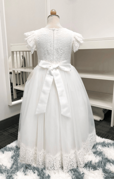 Elena Floor Length Gown: WARM WHITE