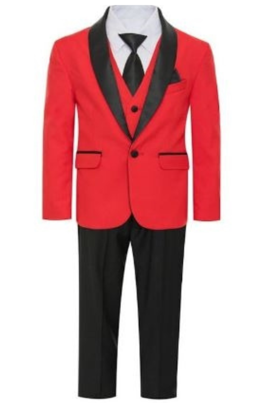 George 5pc Boys Tuxedo: RED (Slim Fit)