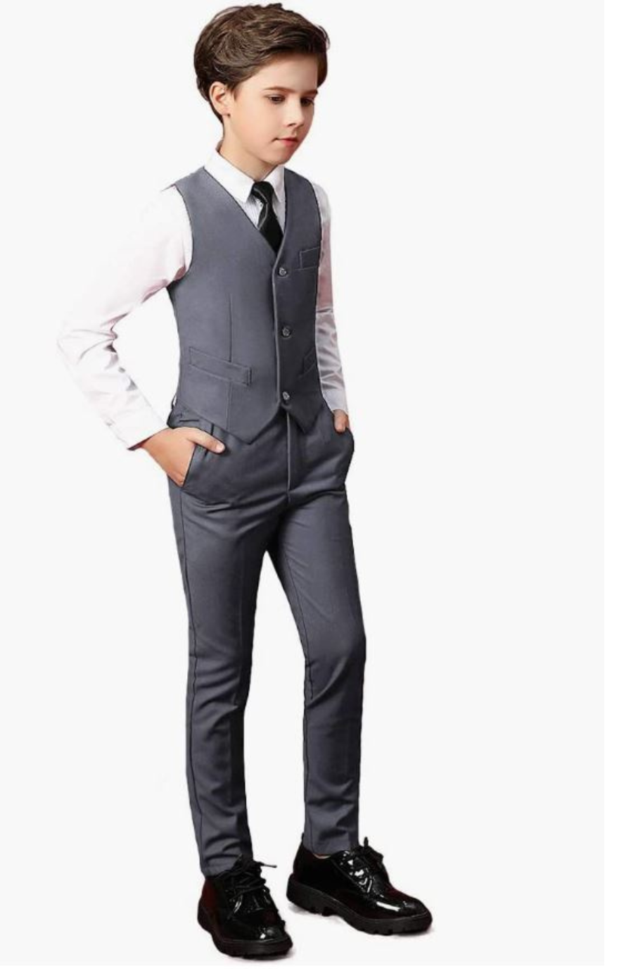 Noah 5pc Boys Suit: CHARCOAL (Skinny Fit)