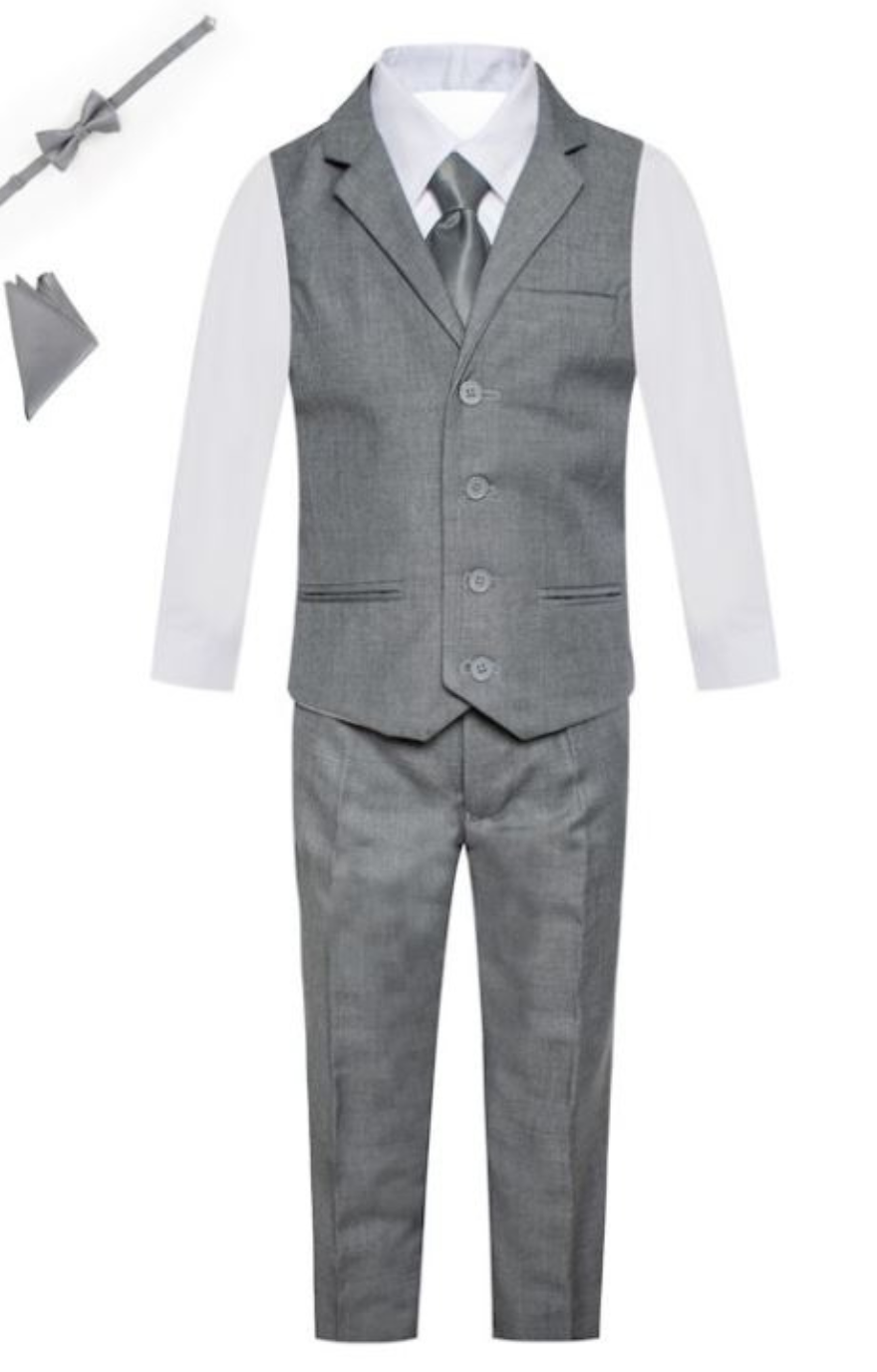 Damian Slim 6pc Vest Set: Light Gray