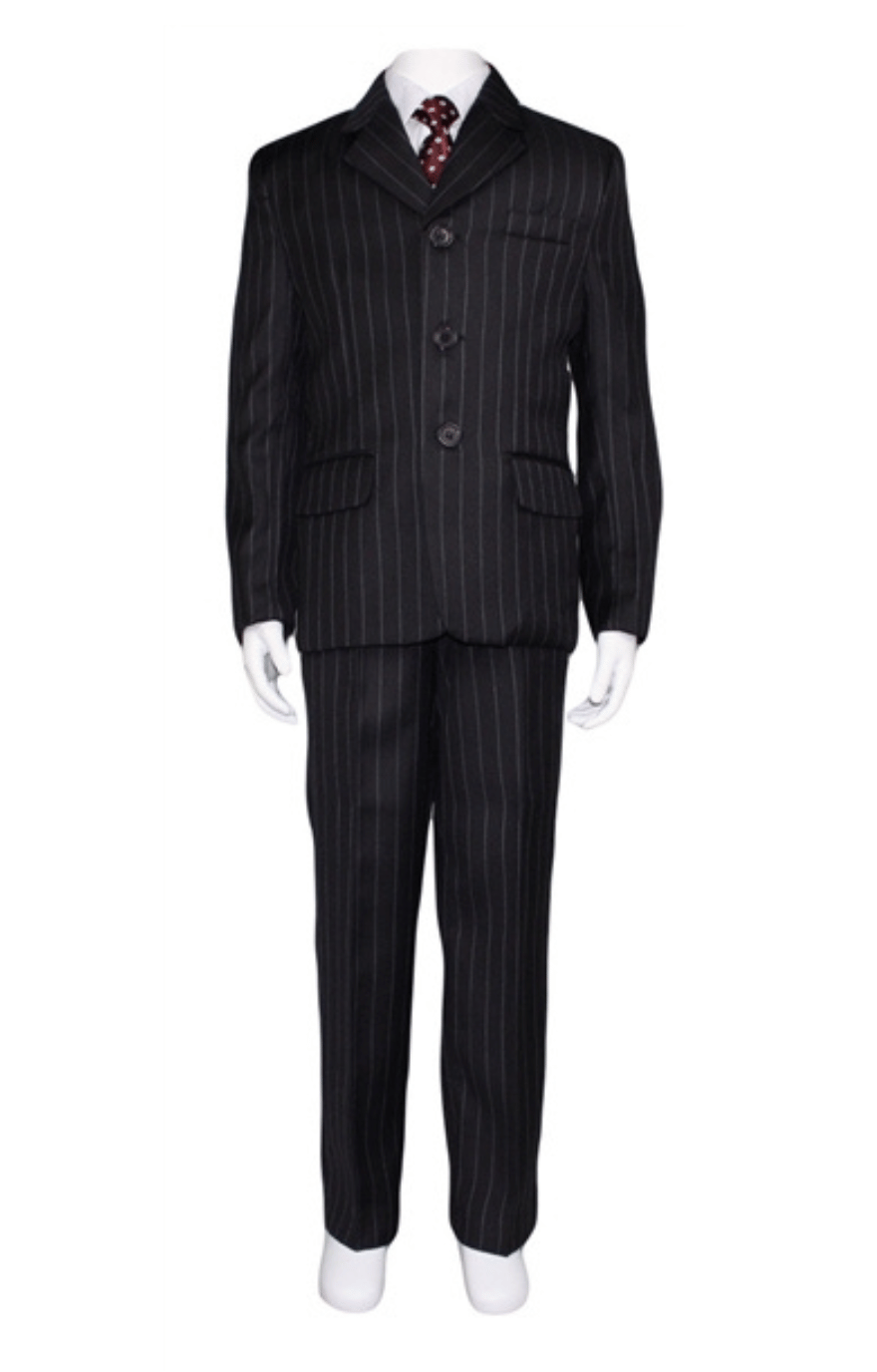 Edward 5pc Boys Suit: BLACK Stripe (Relaxed Fit)