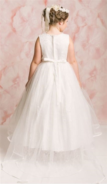 Clarice Mid-Low Gown with Train: WARM WHITE