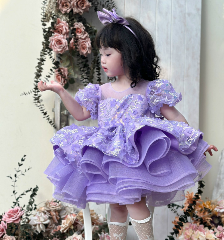 Luna Girls Party Dress: Lilac