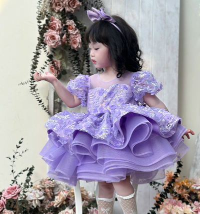 Luna Girls Party Dress: Lilac