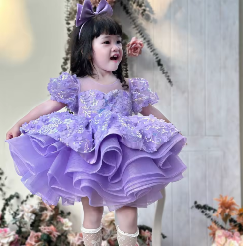 Luna Girls Party Dress: Lilac