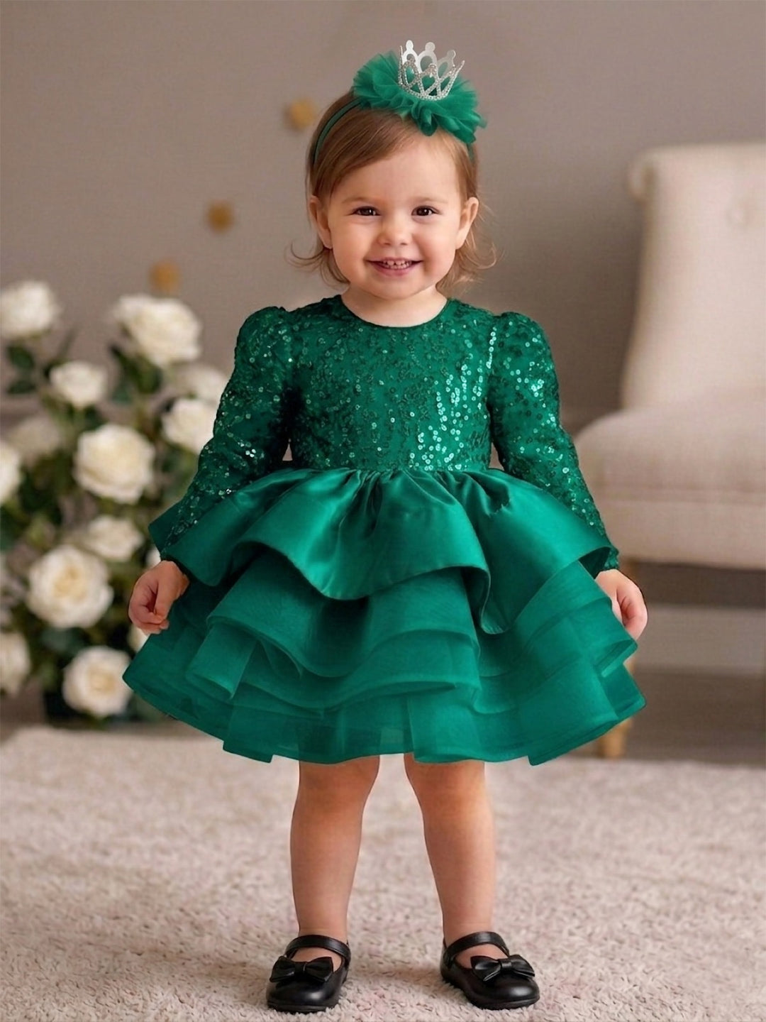 Sparkly Birthday Special Occasion Green Dress for Baby and Girls – Adorable  Kids Formal Wear