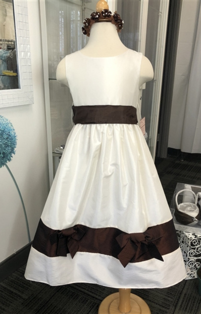 Shauna Dress: IVORY & Brown