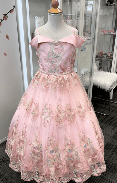 Camille Floor Length Gown: Blush