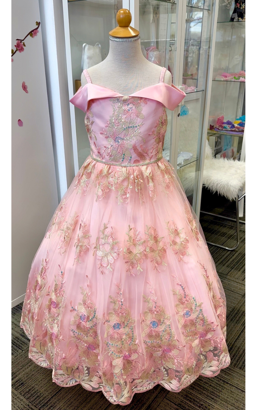Camille Floor Length Gown: Blush