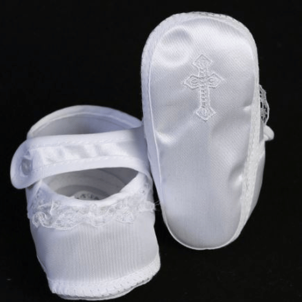 Gt2159471 Satin Baptism Booties: WHITE