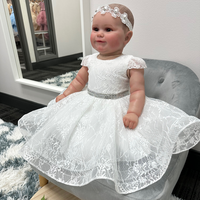 Paloma Lace Baby Dress: OFF WHITE