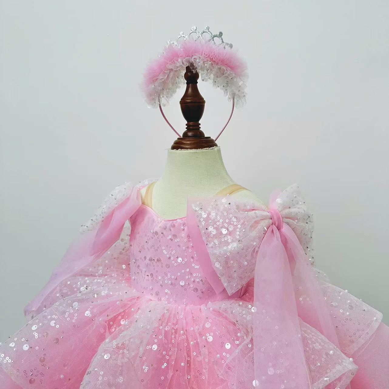 Sabrina Girls Party Dress: Lt. Pink