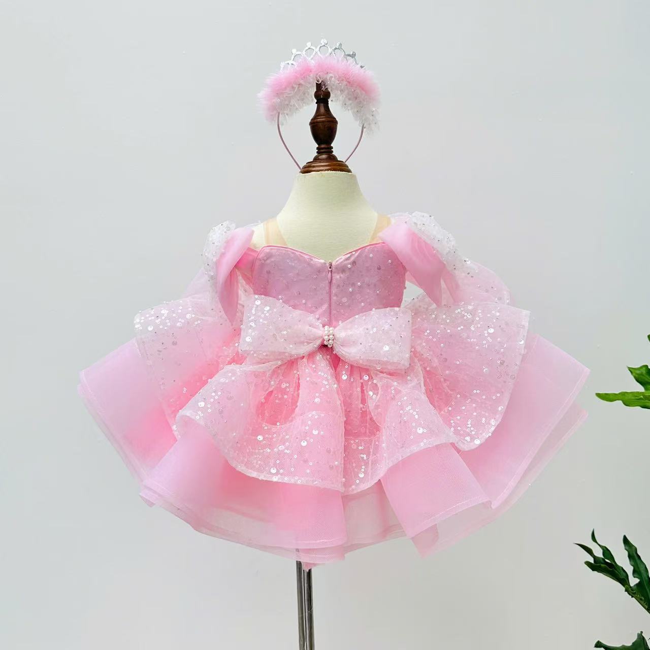 Sabrina Girls Party Dress: Lt. Pink