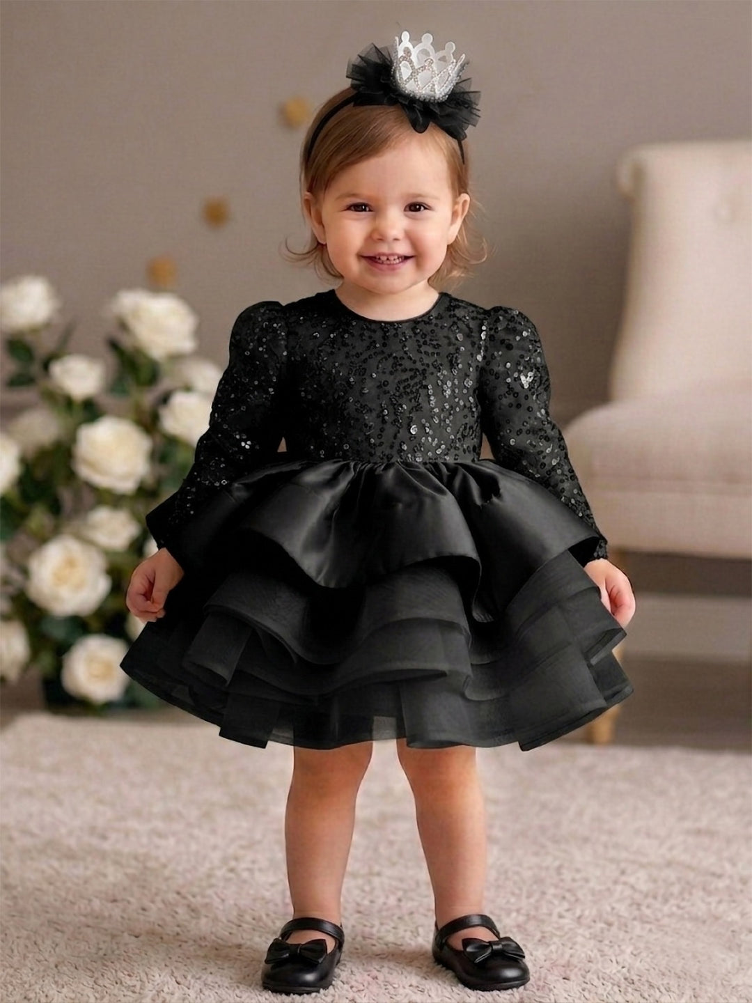 black puffy short dress Sparkly Birthday Special Occasion Green Dress for Baby and Girls – Adorable  Kids Formal Wear
