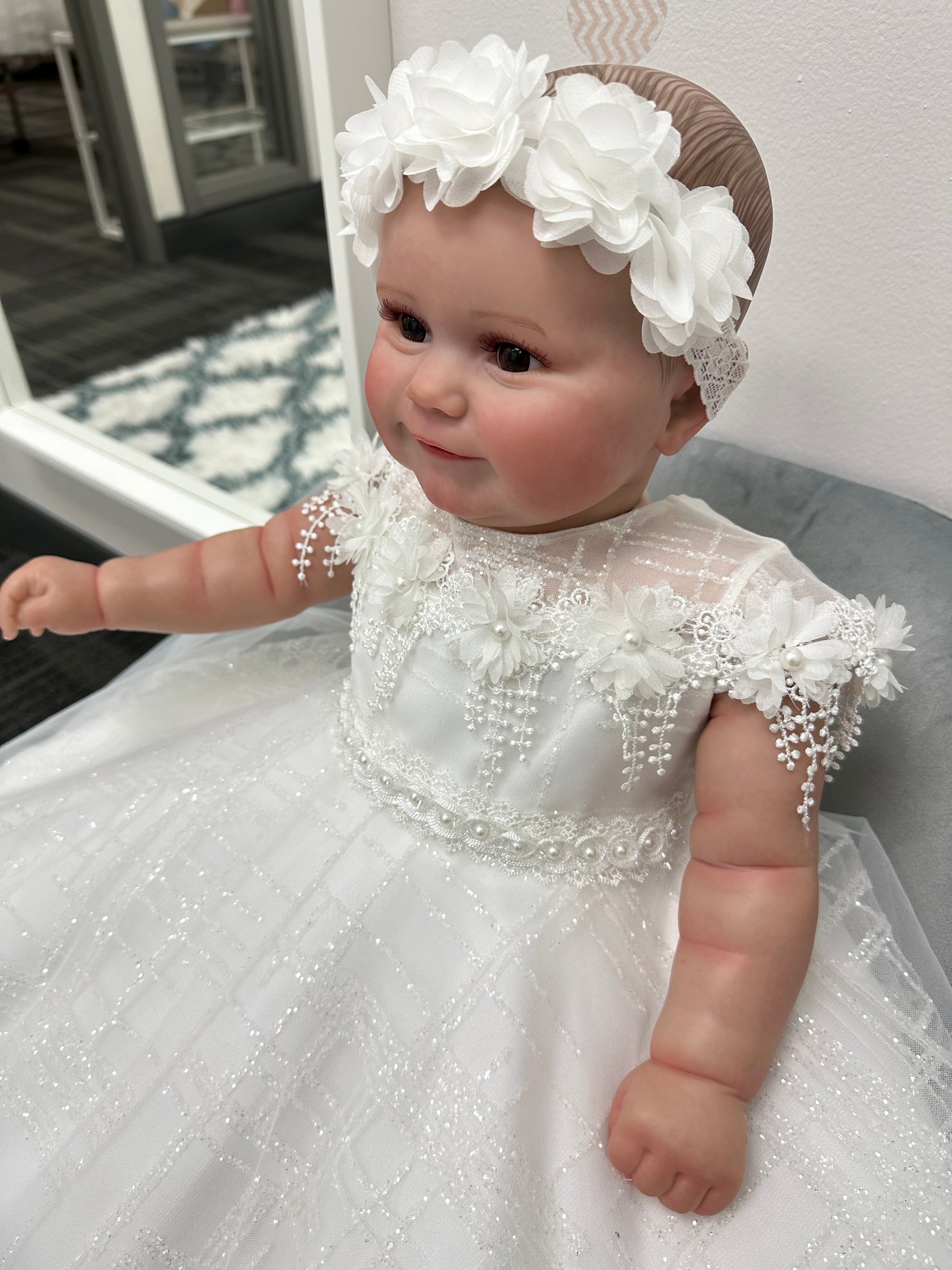 Stella Baptism Gown: OFF WHITE