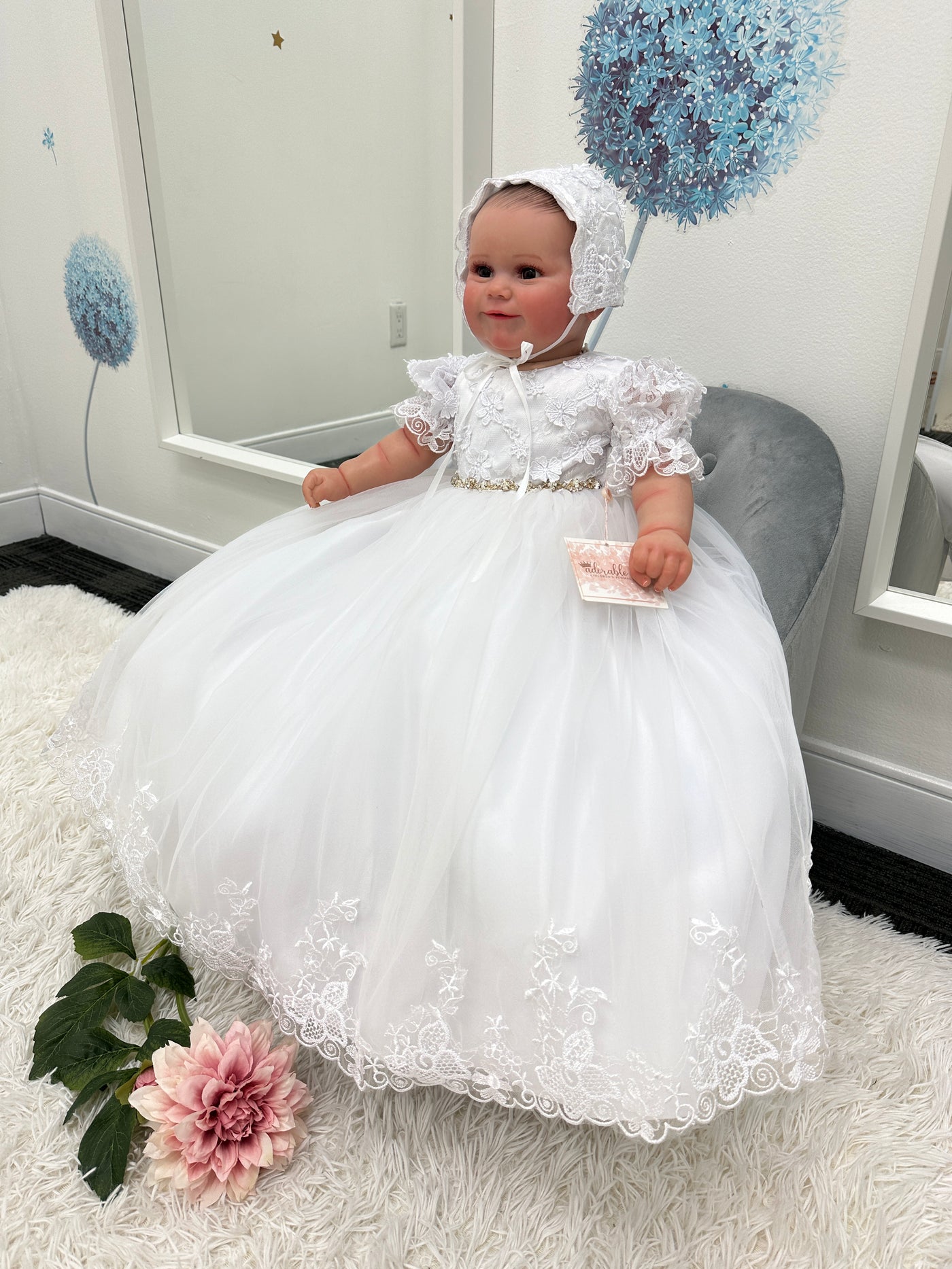 Amelia Baptism Gown: WHITE