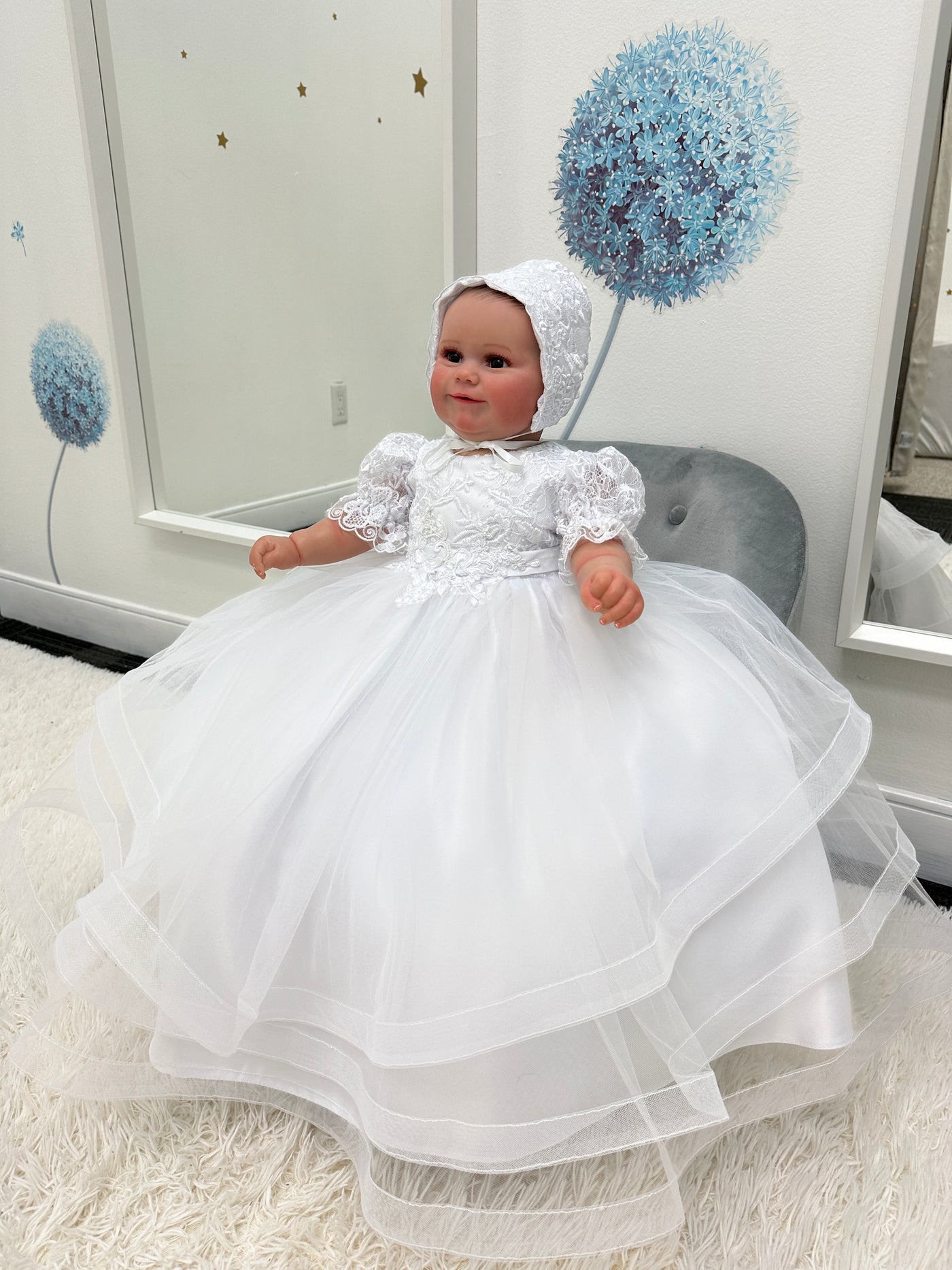 Savannah Baptism Gown: WHITE