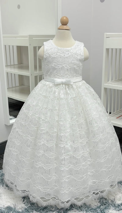 Dahlia Floor Length Sparkly Gown: OFF WHITE