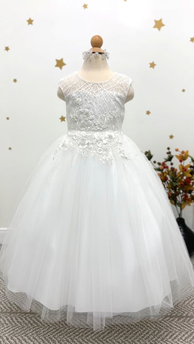 Monique Floor Length Gown: OFF-WHITE