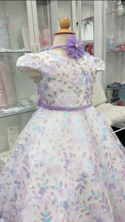 Eloise Dress: White & Lilac