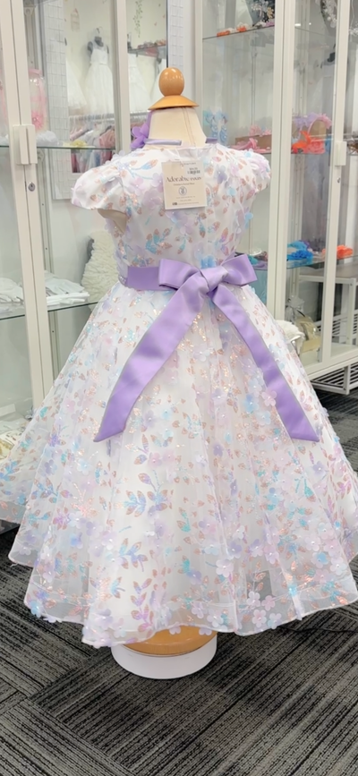 Eloise Dress: White & Lilac