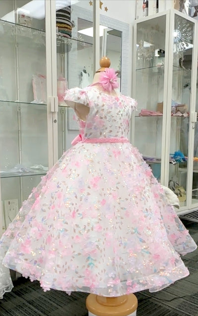 Eloise Dress: White & Pink