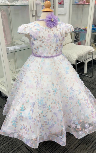 Eloise Dress: White & Lilac