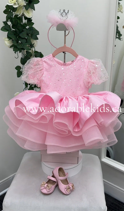 Ava Girls Party Dress: Pink