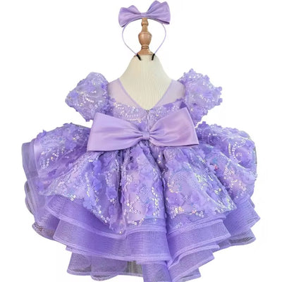 Luna Girls Party Dress: Lilac
