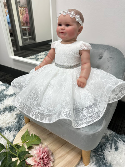 Paloma Lace Baby Dress: OFF WHITE