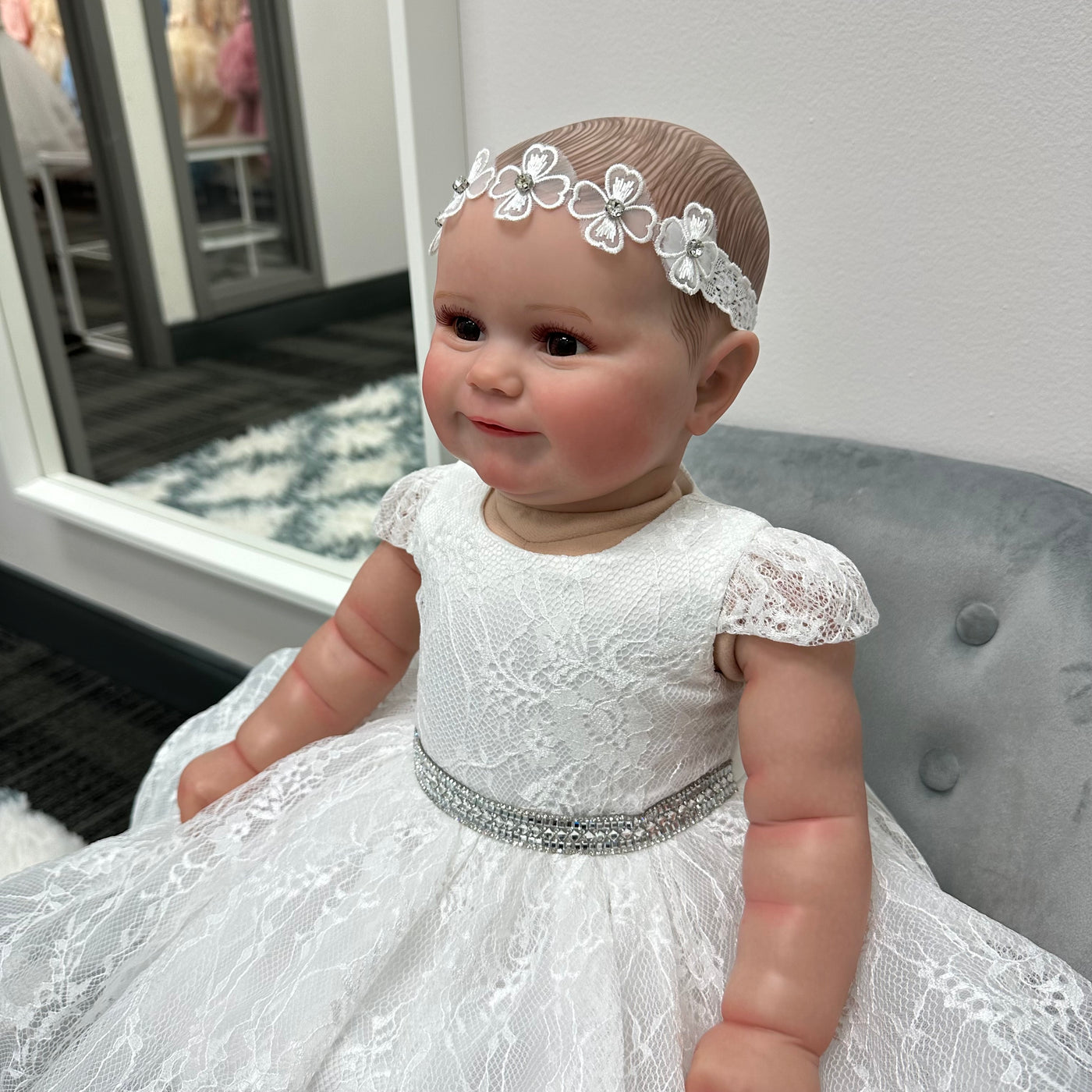 Paloma Lace Baby Dress: OFF WHITE