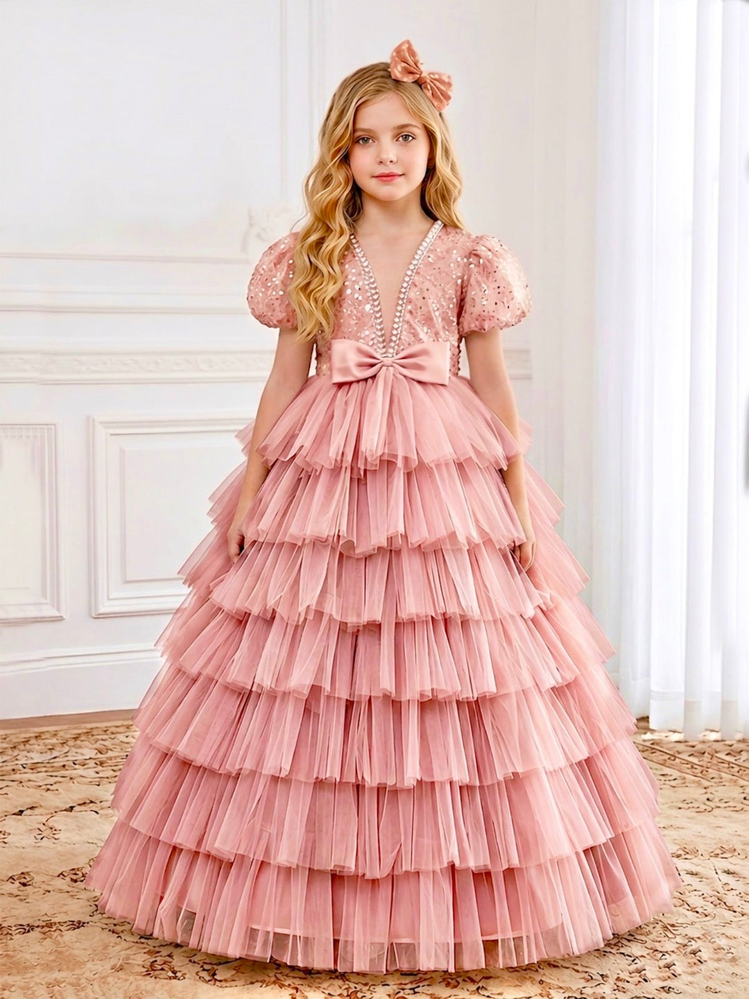 flower homecoming dresses Short Puff Sleeves Pink A-line Babydoll Homecoming Dress Pink / US 12