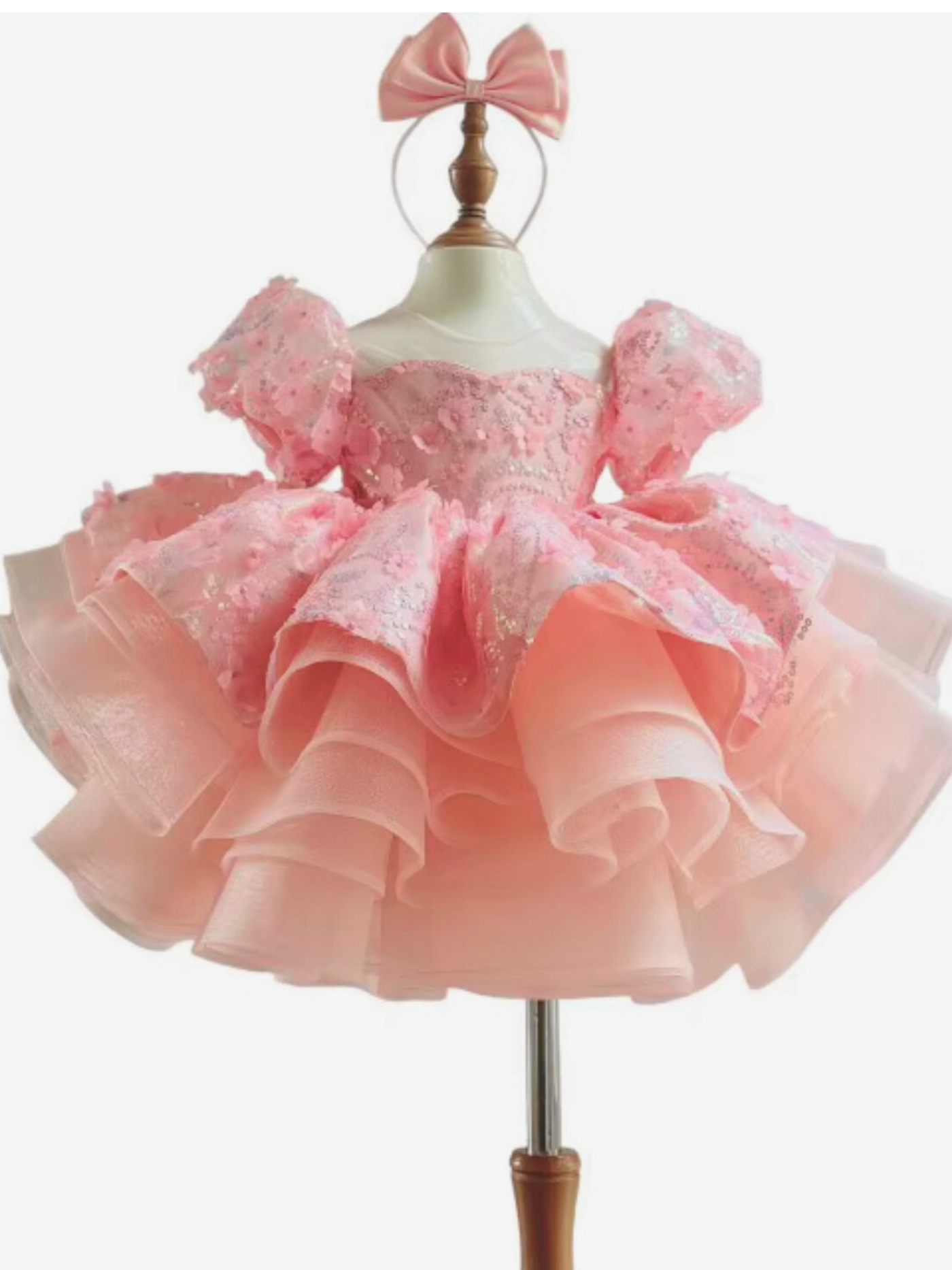 Luna Girls Party Dress: Peach