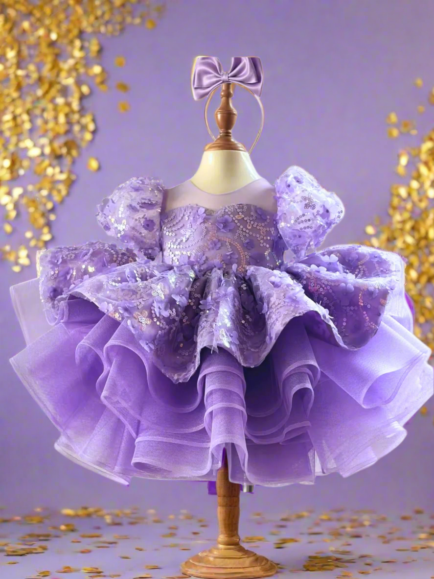 Luna Girls Party Dress: Lilac