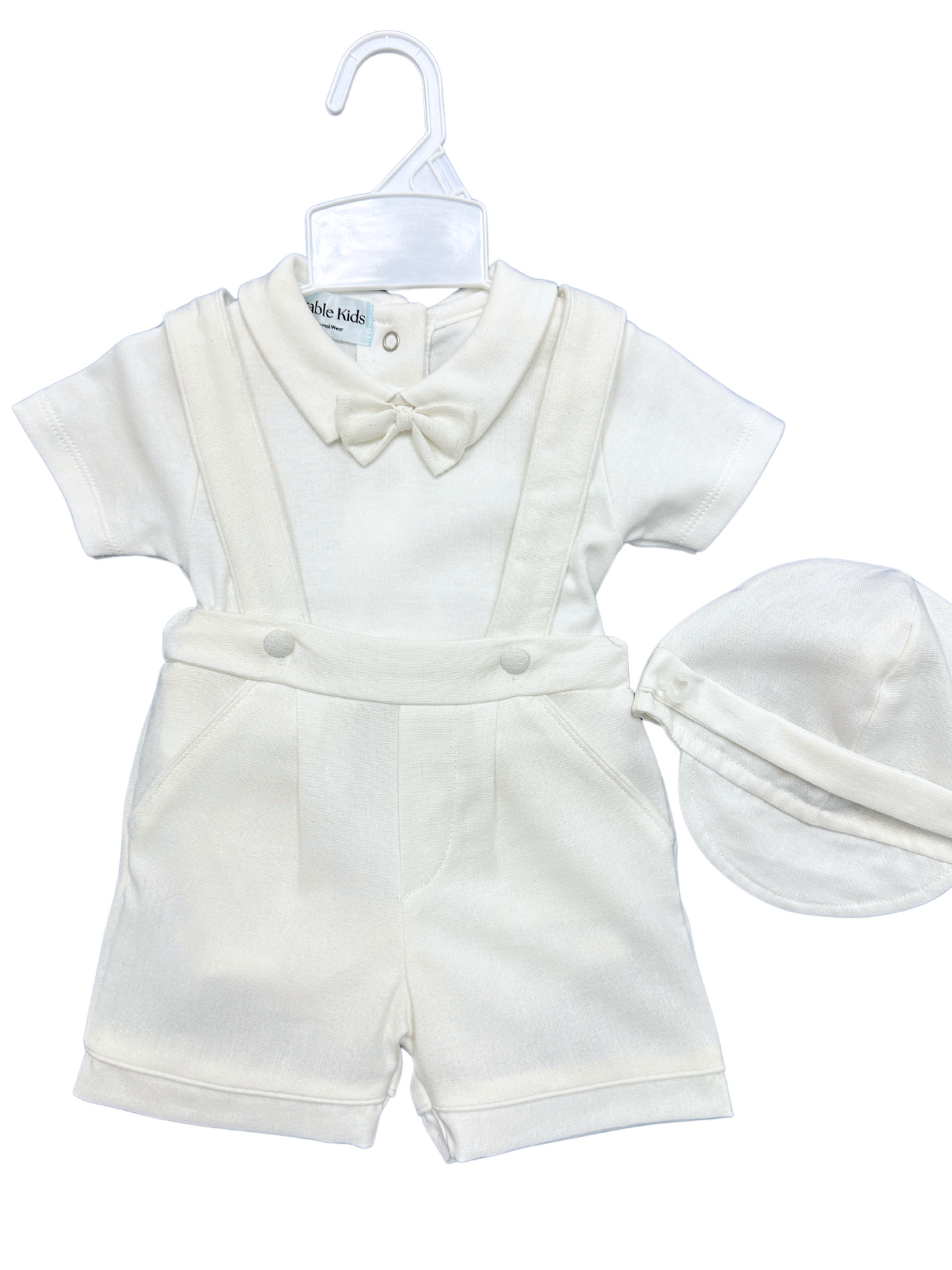 Jeremy Suspenders Linen Short Set: OFF WHITE