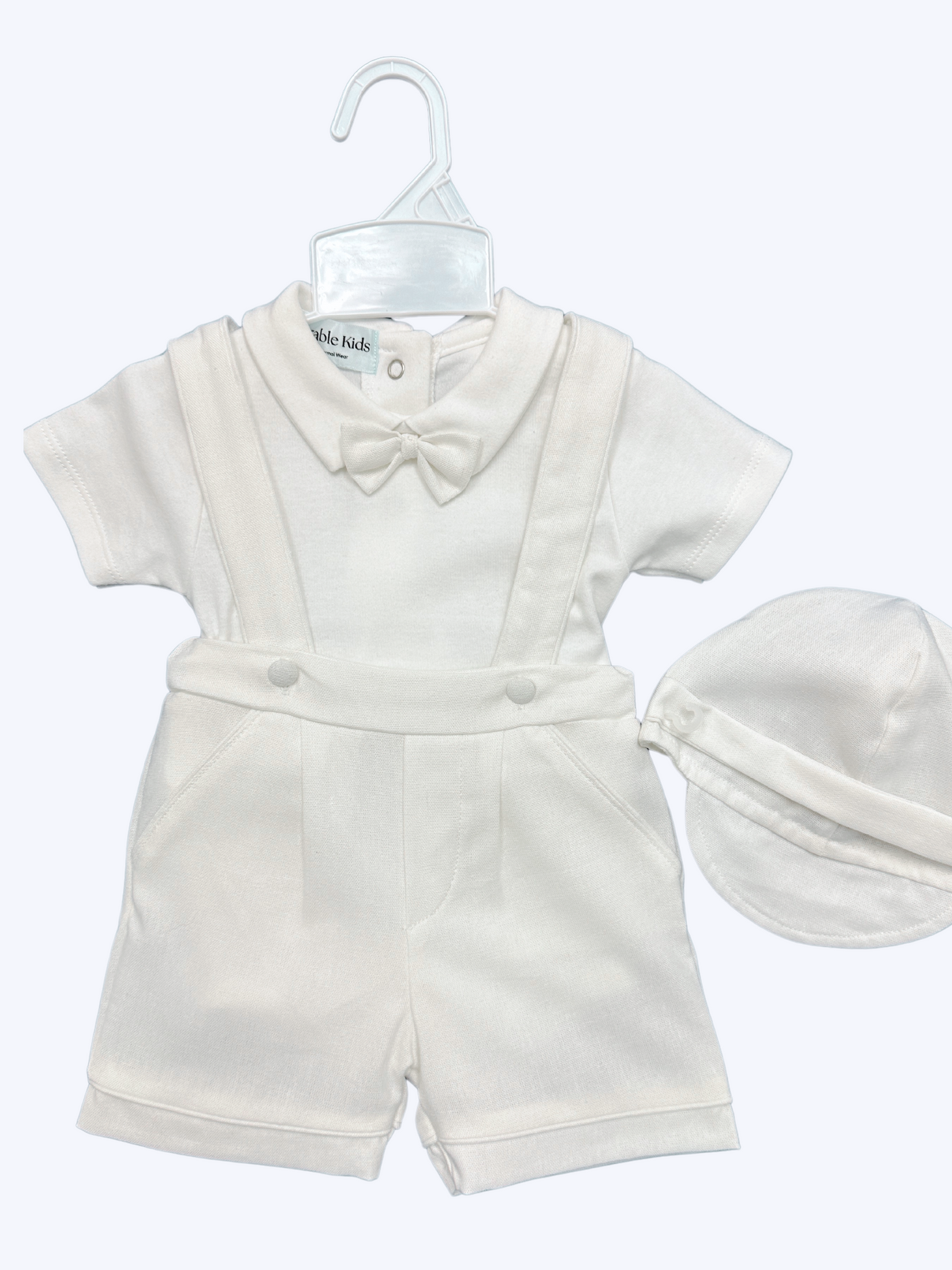 Jeremy Suspenders Linen Short Set: OFF WHITE