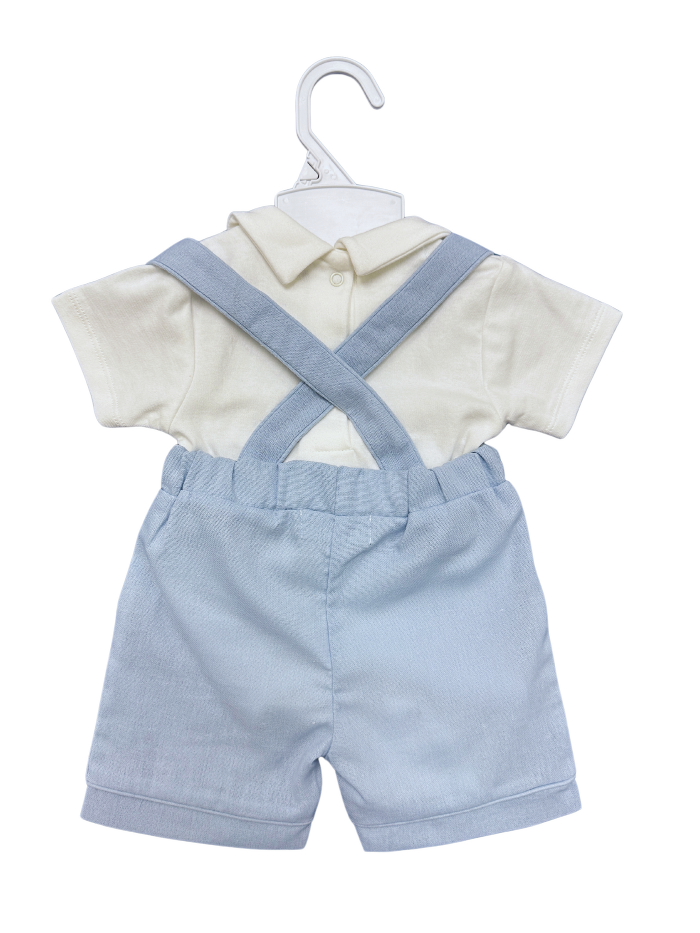 Jeremy Suspenders Linen Short Set: Pale Blue