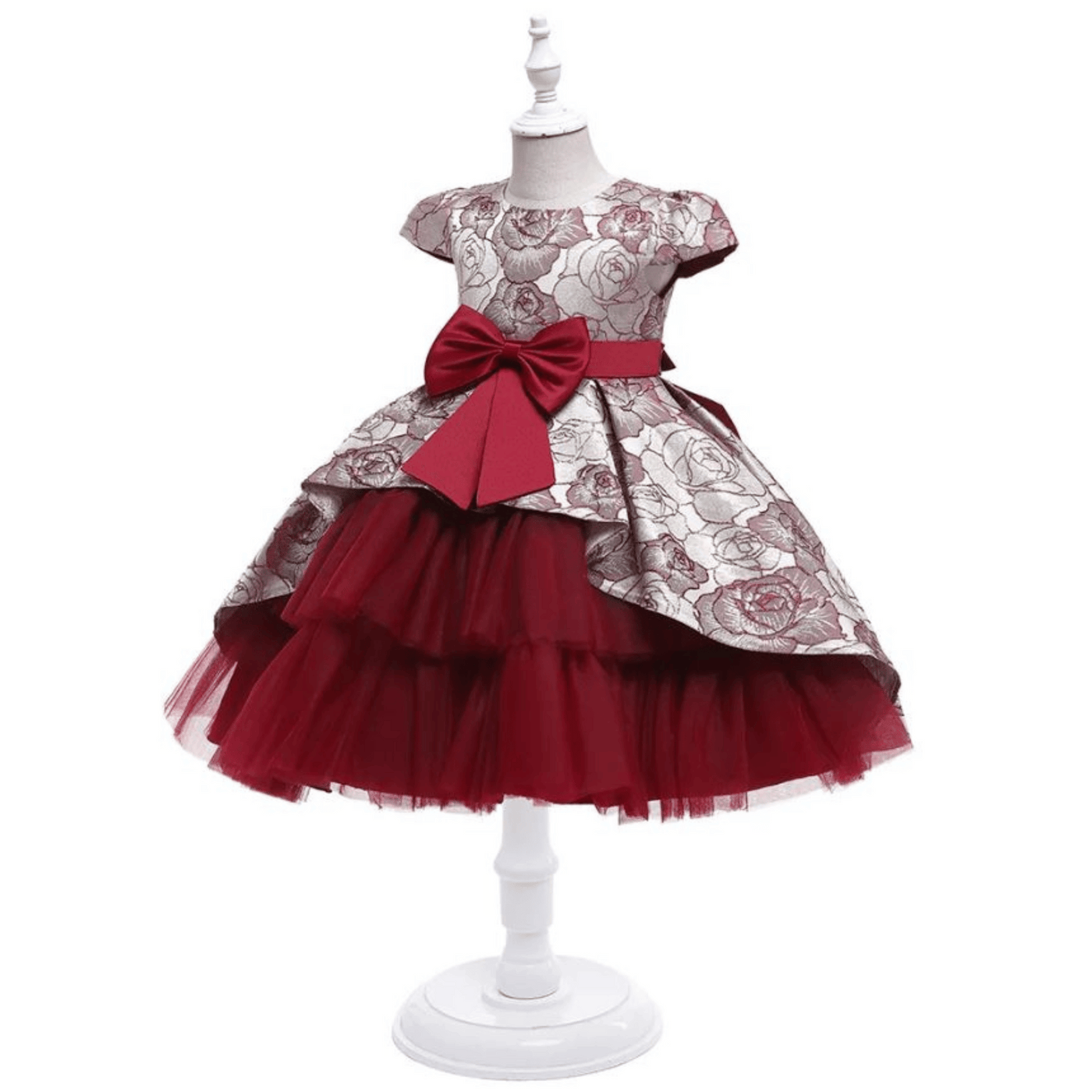 Vivian Tier Dress: Dark Red