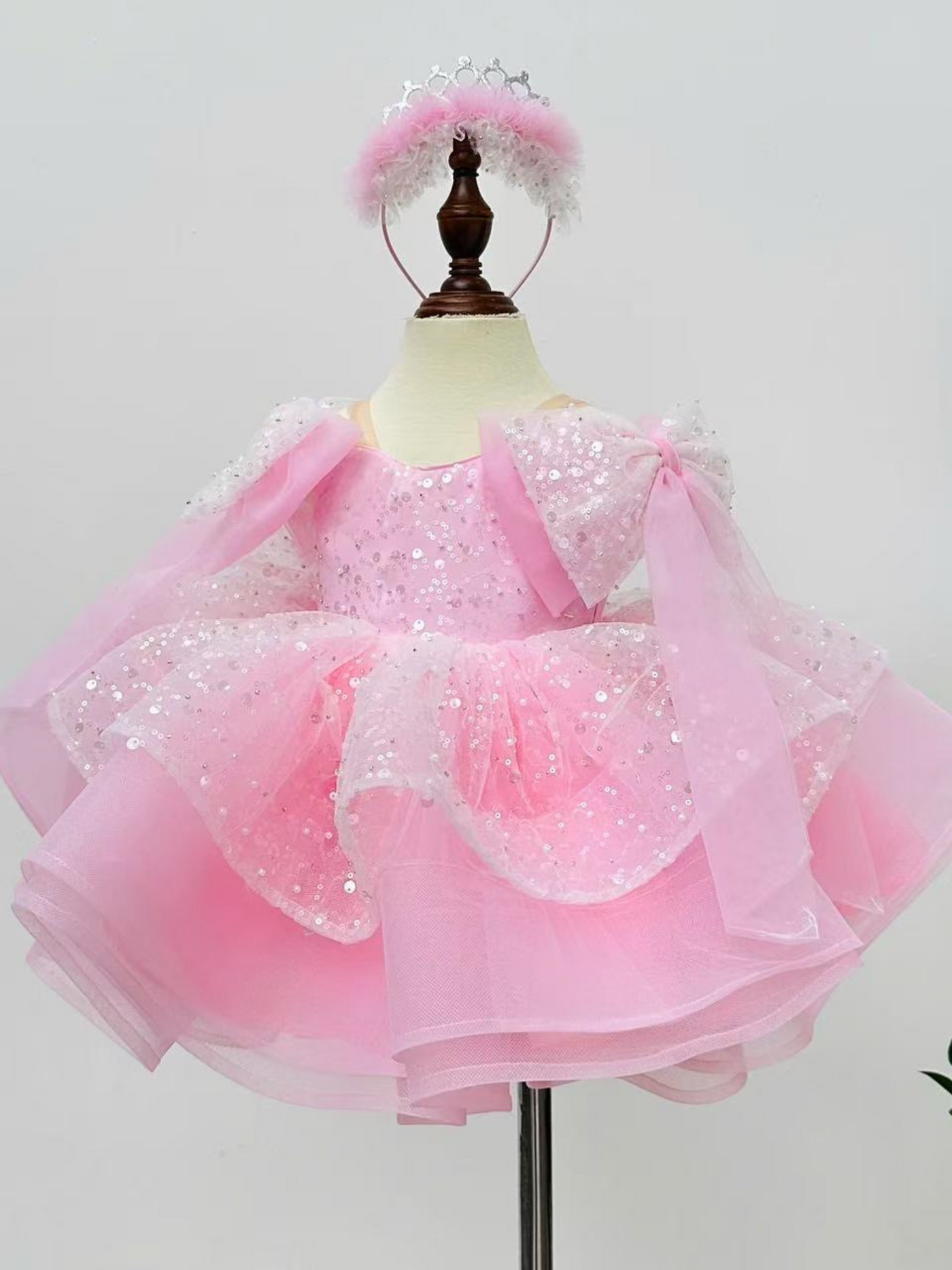 Sabrina Girls Party Dress: Lt. Pink