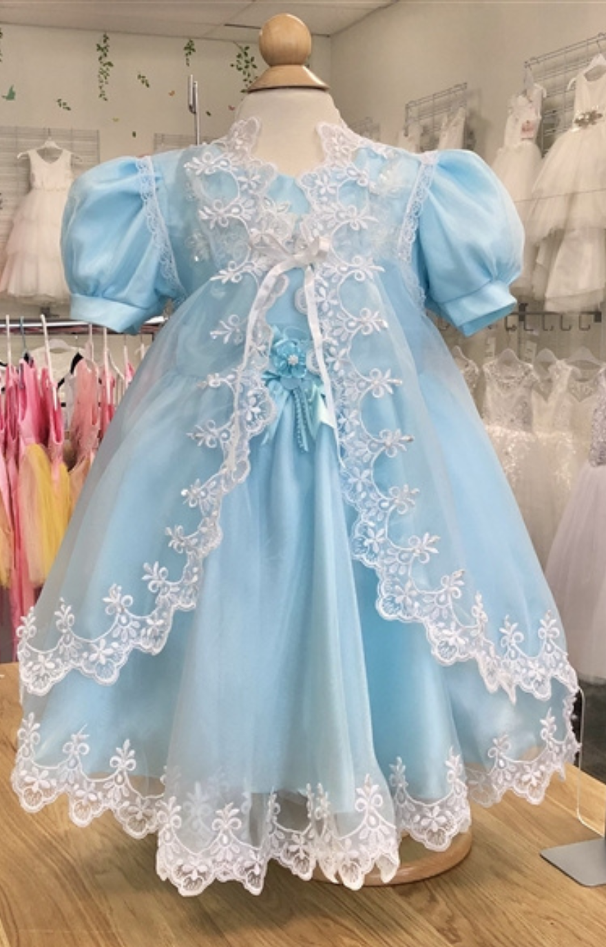 Caroline Organza Dress & Jacket: Sky Blue