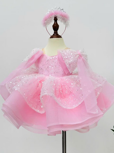 Sabrina Girls Party Dress: Lt. Pink