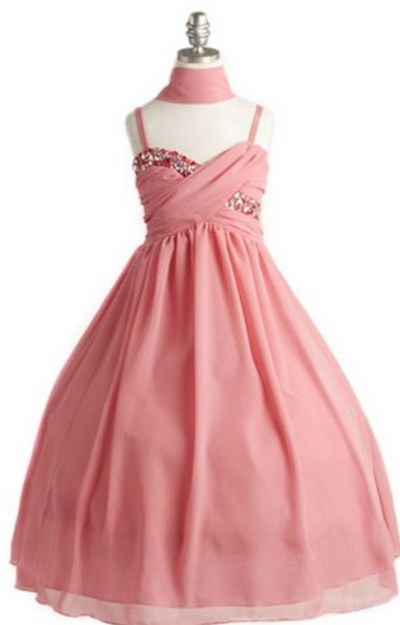 Nadia Floor Length Chiffon Dress: CORAL