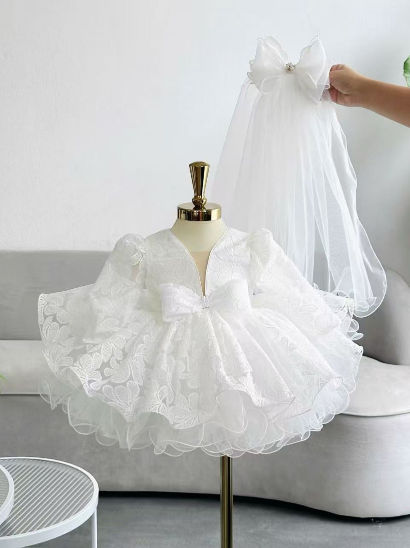 Abby Lace Dress: White