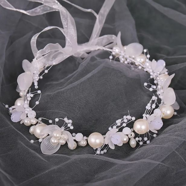 Crystal and Beads Headband : Warm White