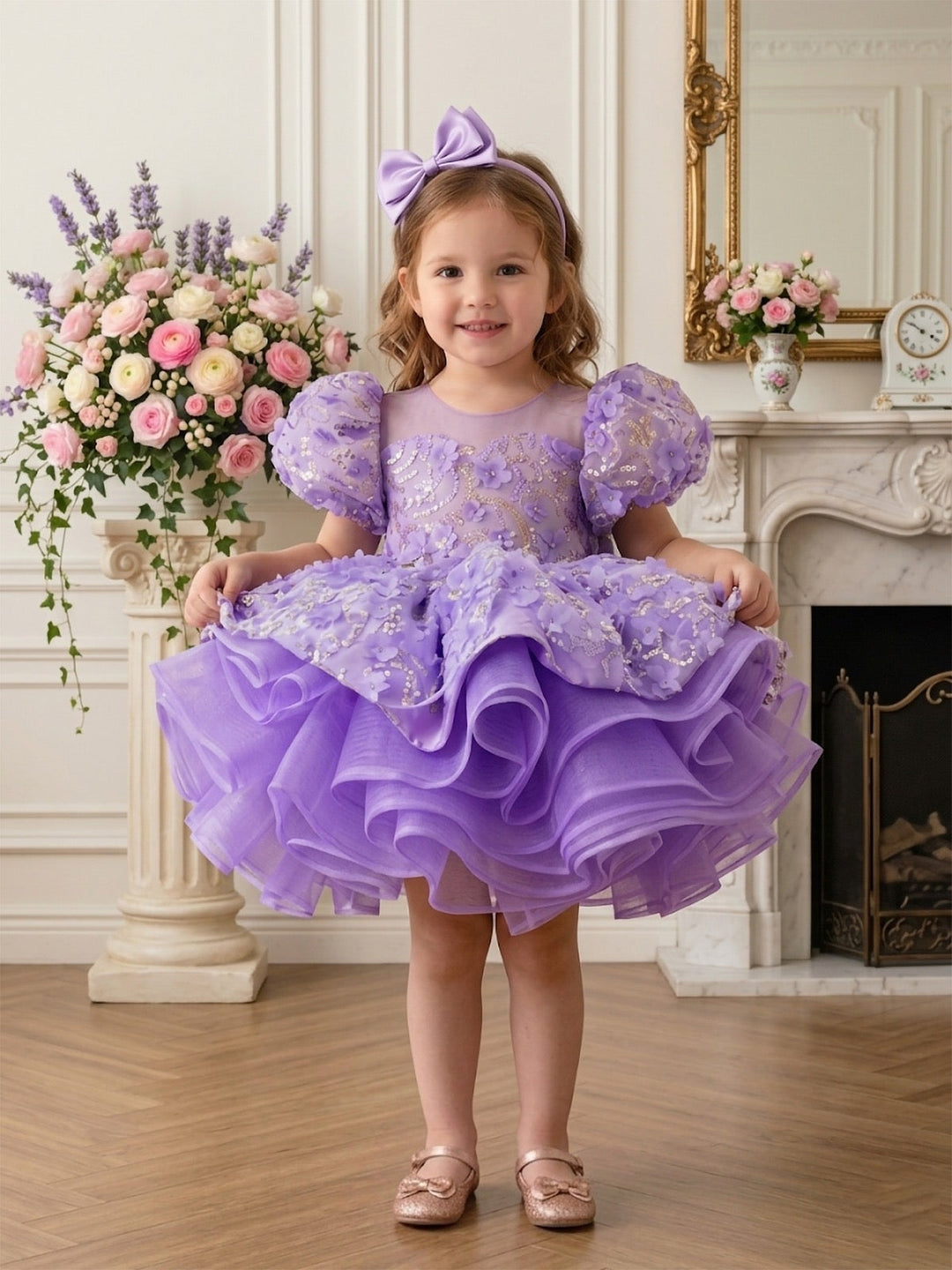 Sparkly Birthday Special Occasion Purple Dress for Baby and Girls – Adorable Kids Formal Wear